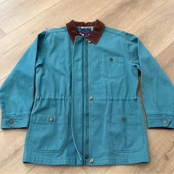 Vintage Denim Co Jacket Chore Barn Coat Adult S Flannel Lined Corduroy 90s Green - Picture 14 of 14